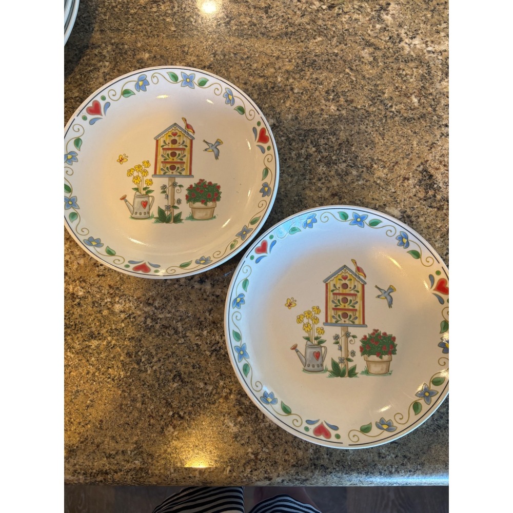 ALCO Industries Birdhouse Plates Set of‎ 4 Spring Garden Decor 8"